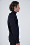 Navy Blue Men's Full Needle Pocket Knitwear Wool Cardigan - 2
