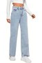 Harem Snow Wash Blue High Waist Lycra Loose Jeans Palazzo Trousers - 4