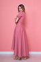 Dusty Rose Asymmetric Cut Double-Breasted Collar Short Sleeve Woven Drapey Fabric Dress - 6