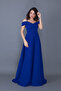 Sax Blue Maxi Length Shoulder Detailed Strappy Flared Model Dress - 3