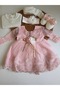 Baby Girl 0-6 Months Wedding Dress 5-Piece Mawlid Set Long-Sleeved Lace Dress
