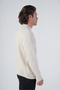 Beige Men's Execution Hair Basket Knit Crew Neck Knitwear Wool Sweater - 2