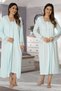 Women's Turquoise Lace Long Sleeve Winter Cotton Maternity Maternity Dressing Gown Nightgown Set
