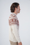 Beige Men's Hair Braided Jacquard Deer Patterned Crew Neck Knitwear Wool Sweater - 4