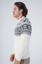 Bone Men's Hair Braided Jacquard Deer Patterned Crew Neck Knitwear Wool Sweater - 2