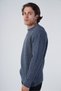 Indigo Men's Execution Hair Braided Crew Neck Knitwear Wool Sweater - 2
