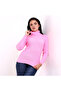Women's Candy Pink Badi Knitwear Turtleneck Corduroy Thin Sweater - 4