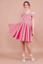 Flexible Atlas Fabric Low Shoulder Detailed Pleated Strap Mini Dusty Rose Evening Dress 342 - 7