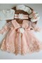 Baby Girl 0-6 Months Wedding Dress 5-Piece Mawlid Set Long-Sleeved Lace Dress