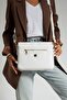 Women's White Three-Compartment 3-Compartment Crossbody and Shoulder Bag 29X20Cm