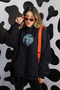 Starry Night Alice Printed Unisex Black Kangaroo Pocket Hooded Sweatshirt Hoodie - 3