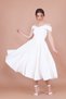 White Midi Strap Off-Shoulder Detail Pleated Dress - 7