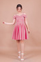 Dried Rose Mini Strap Off-Shoulder Detail Pleated Dress - 4