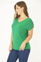 Women's Large Size Green Shoulder Decollete Pearl Detailed Viscose Tunic 65N15453 - 2