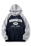 Unisex Navy Blue Gray Sleeve Piece Brooklyn 1898 Free Oversized Sweatshirt