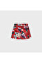 Girl's Leaf Patterned Velvet Shorts Red L24K4213 - 2