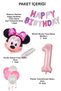 Mini Mouse Pink Tones Happy Birthday Figure Balloon Macarons Colorful Happy Birthday Foil Balloon - 2