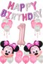 Mini Mouse Pink Tones Happy Birthday Figure Balloon Macarons Colorful Happy Birthday Foil Balloon