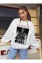 CODE ADR-SHEN EZwear Slogan & Figure Graphic Drop Shoulder Sweatshirt - 4