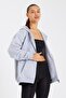 Gray Kangaroo Pocket Hooded Zippered Cotton Inside Women's Cardigan - 4