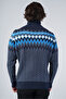 Navy Blue-Indigo Men's Hair Braided Jacquard Patterned Turtleneck Knitwear Wool Sweater - 3
