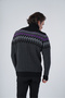 Black-Anthracite Men's Hair Braided Jacquard Patterned Turtleneck Knitwear Wool Sweater - 3