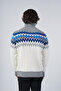 Gray-Bone Men's Hair Braided Jacquard Patterned Turtleneck Knitwear Wool Sweater - 3
