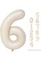 6 Number Cream Foil Balloons 34 inch 76-82 cm - 2