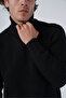 Black Men's Execution Hair Braided Turtleneck Knitwear Wool Sweater - 5