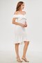 Crepe Fabric Cross Band Transition Flounced Hem Midi Length White Dress White Engagement Dress 2870 - 6