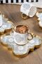 Amara Ethnic Daisy Pattern Gold Gilt 6 Person 90ml Porcelain Coffee Cup Set 0151 - 2