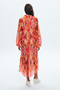 Tie-Up Long Sleeve Patterned Long Dress - 5