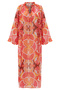 Tie-Up Long Sleeve Patterned Long Dress - 6
