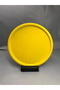 30 Cm Matte Yellow Metal Round Tea, coffee, cake Serving Tray Decorative Presentation Tray - 2