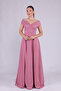 Dried Rose Maxi Length Boat Neck Draped Woven Fabric Flared Evening Dress