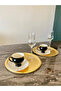 Round Gold Presentation Tray Decorative Serving Tray Tea, Coffee 22 Cm Set of 6 - 3