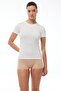 Women's Ecru Round Neck Short Sleeve Viloft Thermal Top Underwear 705 - 2