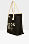 Black Women's Printed Leather Garnished Tote Bag M000008114 - 2