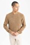 Standard Fit Regular Cut Crew Neck Textured Basic Plain Knitwear Sweater R1175Az23Au