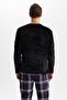 Regular Fit Crew Neck Basic Pajama Top - 5