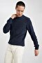 Navy Blue Standard Fit Regular Cut Crew Neck Textured Knitwear Sweater R1175Az23Au - 4