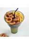 Set of 2 Practical Pop Corn Bucket with Straw Cup Snack Snack Plate Nuts Popcorn Chips - 2