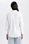 Oversize Wide Fit Poplin Long Sleeve 100% Cotton Shirt T8735Az23Au - 6