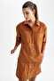 Oversize Fit Shirt Collar Suede Long Sleeve Shirt