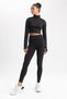 Fit Black High Waist Shaping Waist-Wrapping Flexible Sports Leggings Z0817Az23Au - 2
