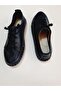 Inside and Outside 100% Genuine Leather Rubber Laced Daily Navy Blue Color Shoes - 6