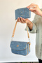 Small Size 2 Straps Daily Women's Cross Shoulder Bag 4086 Denim Combination -Gzd-