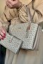 Women's Printed Patterned Shoulder Bag and Wallet Set 2066-Jp Sand Combination -Gzd-