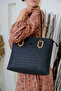 2 Compartment 5 Compartment Printed Large Size Women's Shoulder Bag 4028 Black Table Combination -GZD- - 6