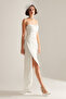 Violet White Satin Draped Strap Dress - 2